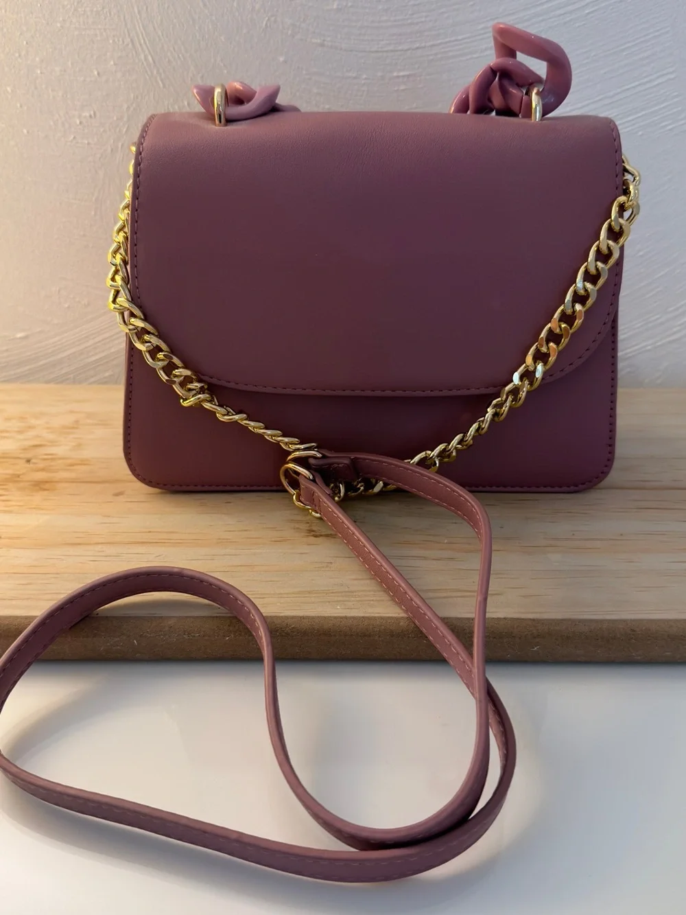 Like Dreams Mauve Pink Chain-Handle Crossbody Bag